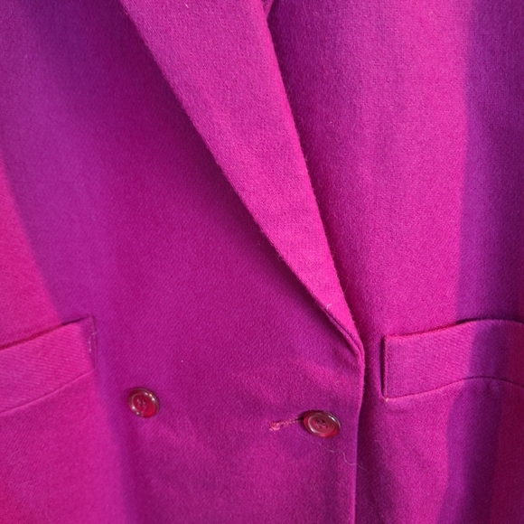 Vintage Wool Blazer Magenta Sz12 Lined Dbl Button Closure Pockets Never Worn - Picture 5 of 10